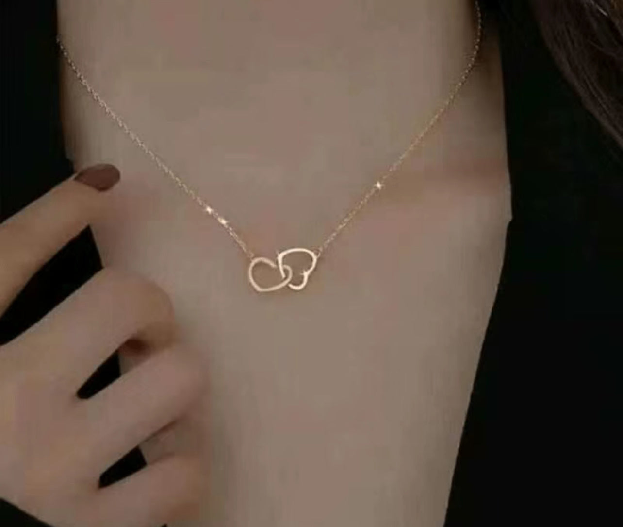Double Heart Pendant Necklace