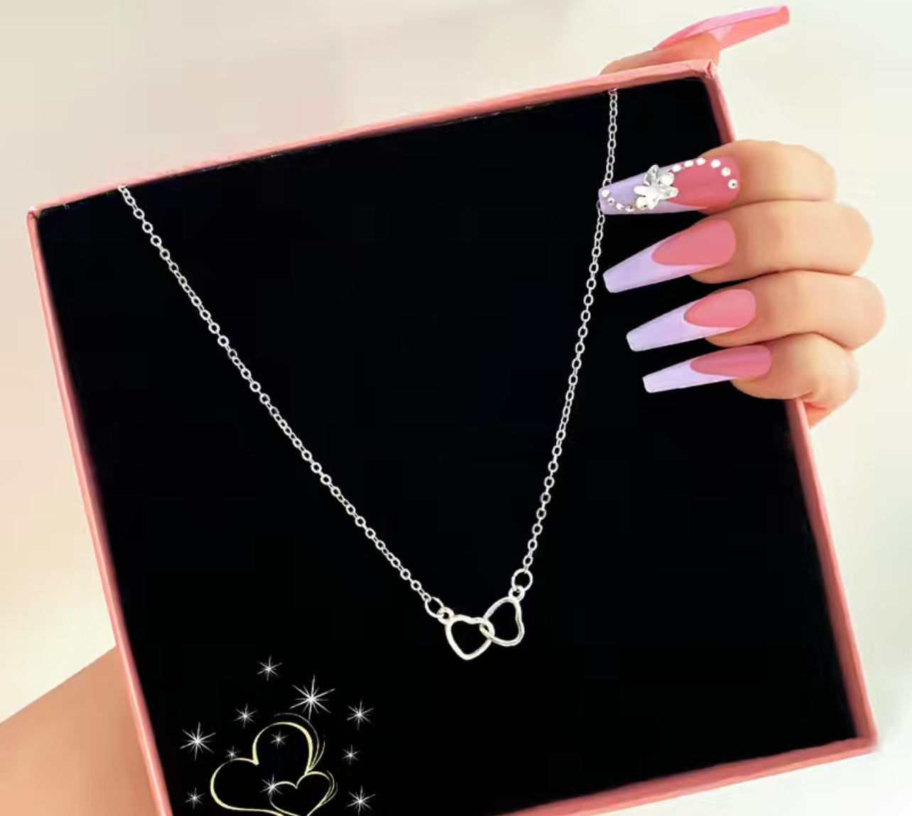 Double Heart Pendant Necklace