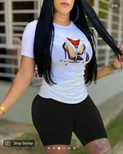 Graphic Printed Short Sleeve Too & Short Set