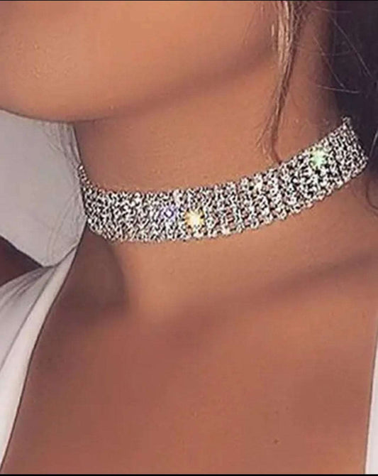 Crystal Allover Rhinestone Decor Choker