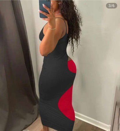 2pc Colorblock Cutout Bodycon Dress Set