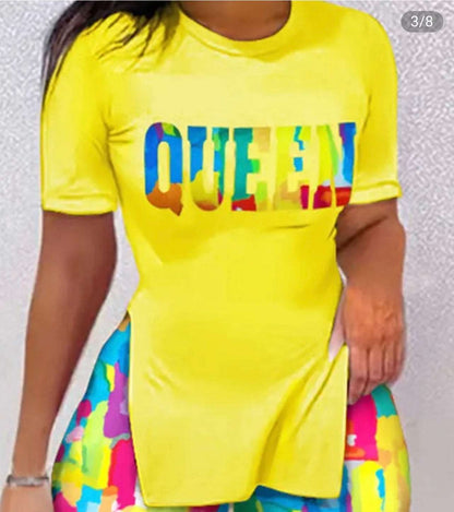 Melting Colors All-Over Split Hem Top & Short Set