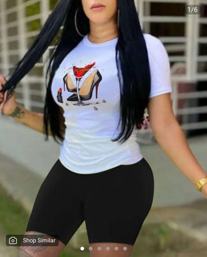 Graphic Printed Short Sleeve Too & Short Set