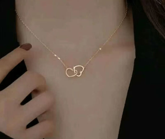 Double Heart Pendant Necklace