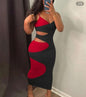 2pc Colorblock Cutout Bodycon Dress Set