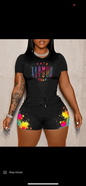 Stay Humble Hustle Hard Print Casual Top & Ink Splash Shorts Set