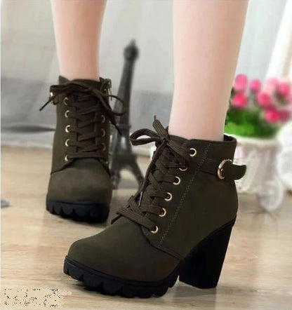 winter spring short boot woman ankle boots lace-