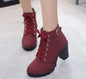 winter spring short boot woman ankle boots lace-