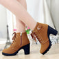 winter spring short boot woman ankle boots lace-