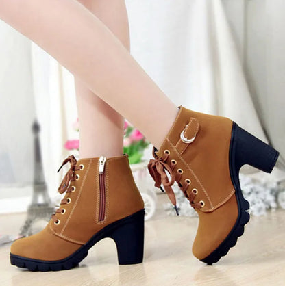 winter spring short boot woman ankle boots lace-
